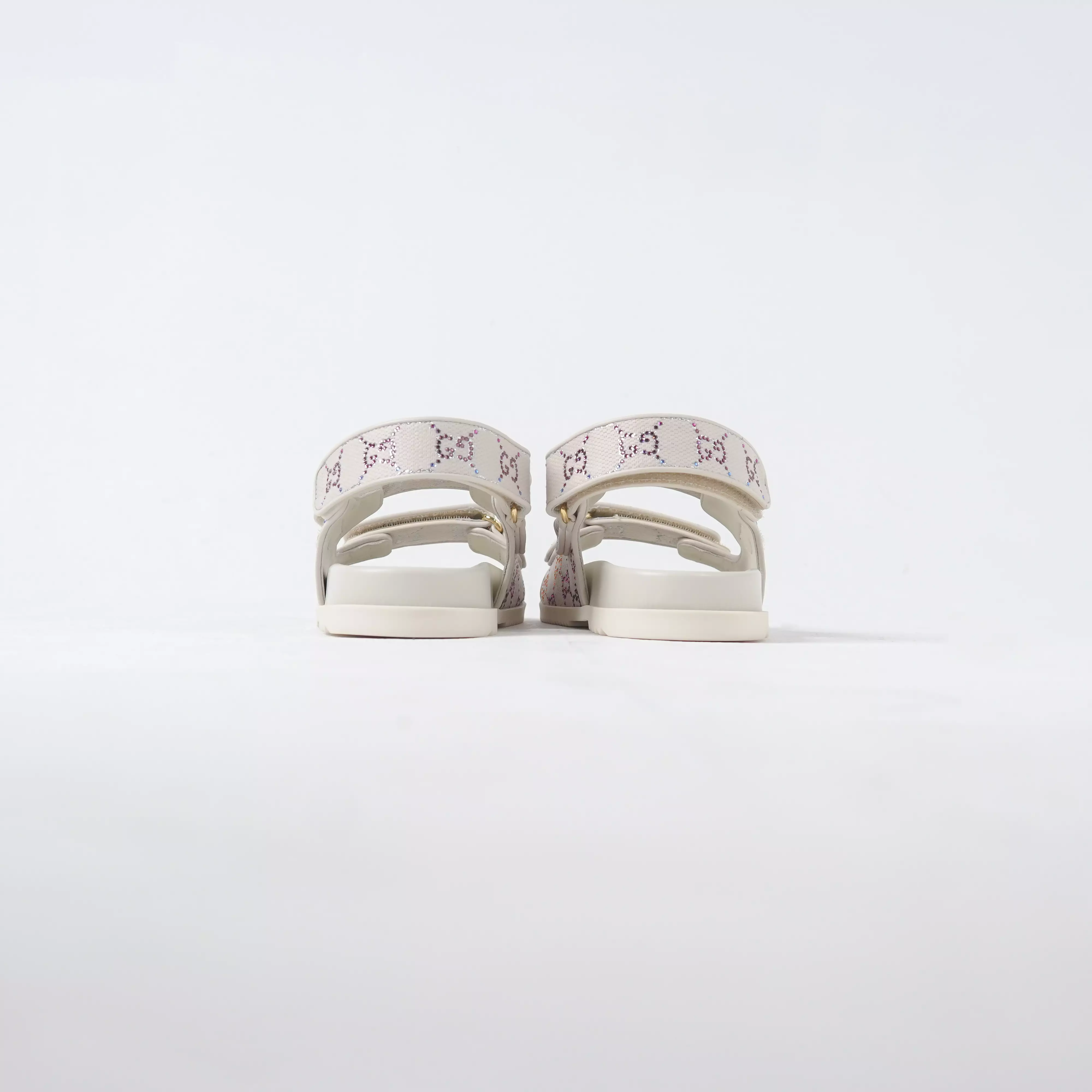 Sandal GUCCI GG MONOGRAM MULTI IVORY WHITE STRAP SANDAL 100% ORIGINAL