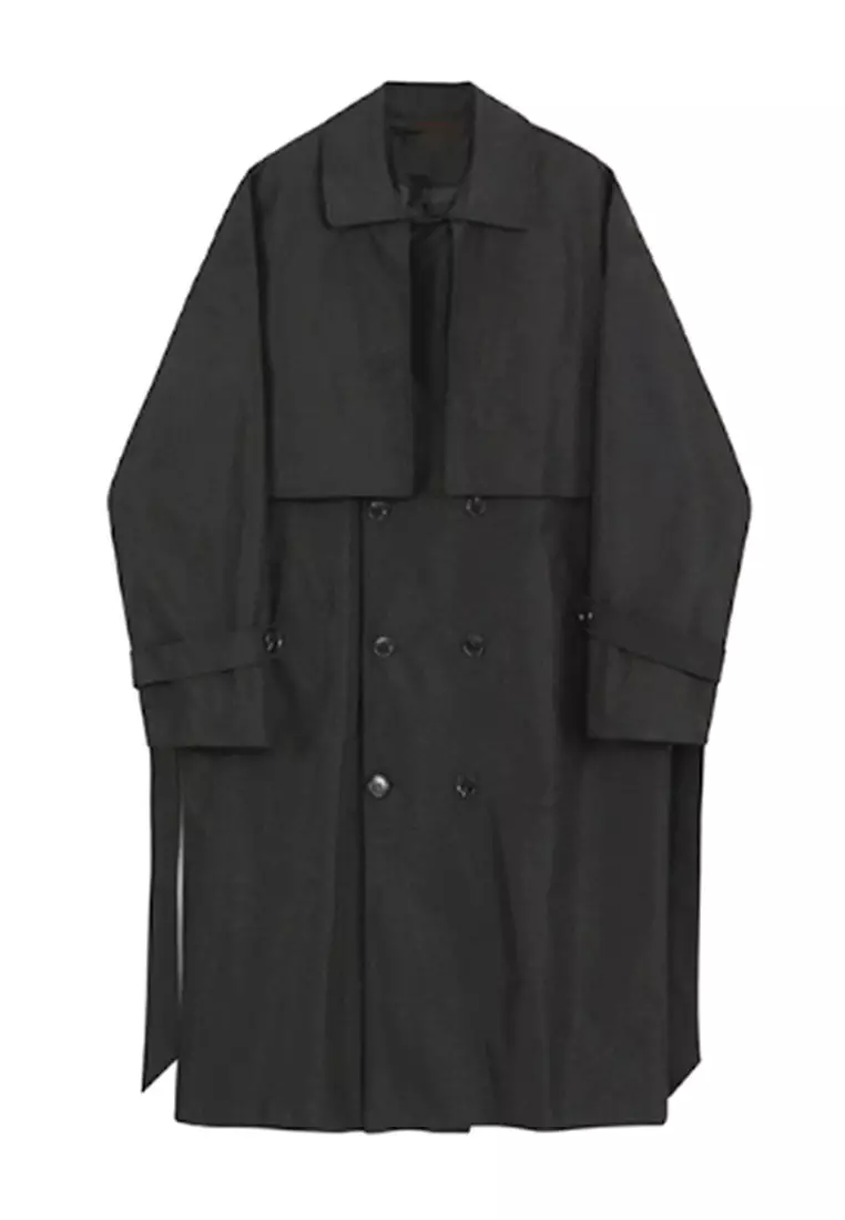 Fashion men's double breasted mid length trench coat CA091922BK