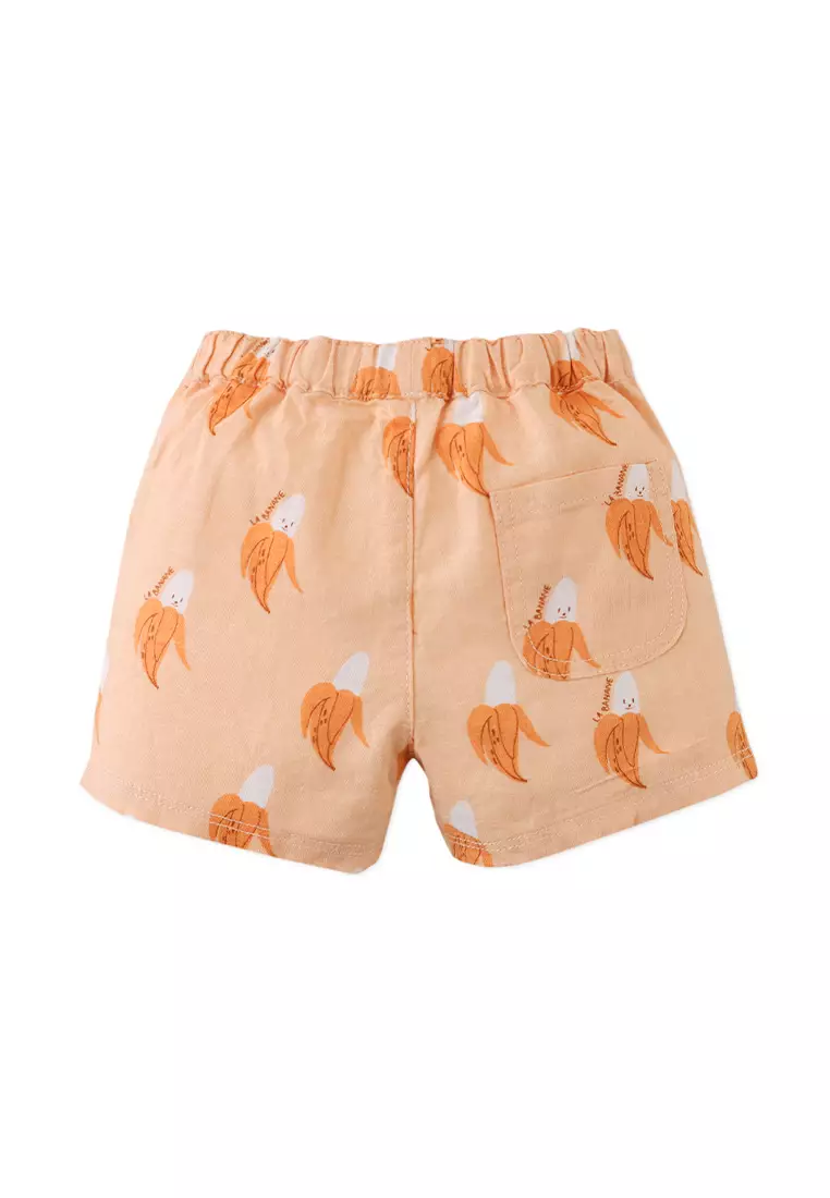 Baby Thomas Banana Cartoon Print Shorts
