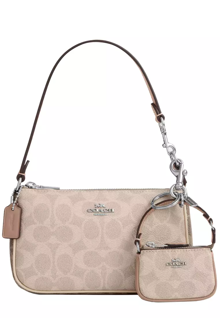 Mini Nolita Bag Charm In Signature Canvas in Sand/ Taupe CX067