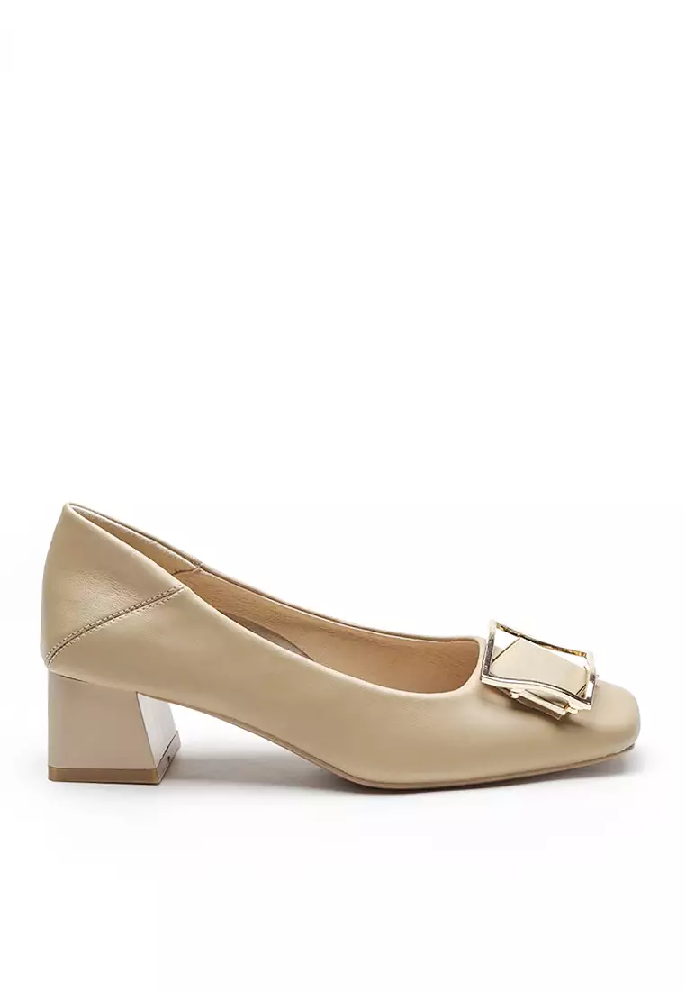 Discount on Twenty Eight Shoes  shoes - SKU: VANSA Cow Leather Square Buckle Mid Heel Pumps VSW-H500-17