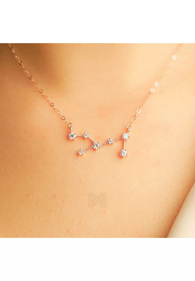 Match The Stars Virgo Constellation Rose Gold Necklace with 925 Sterling Silver