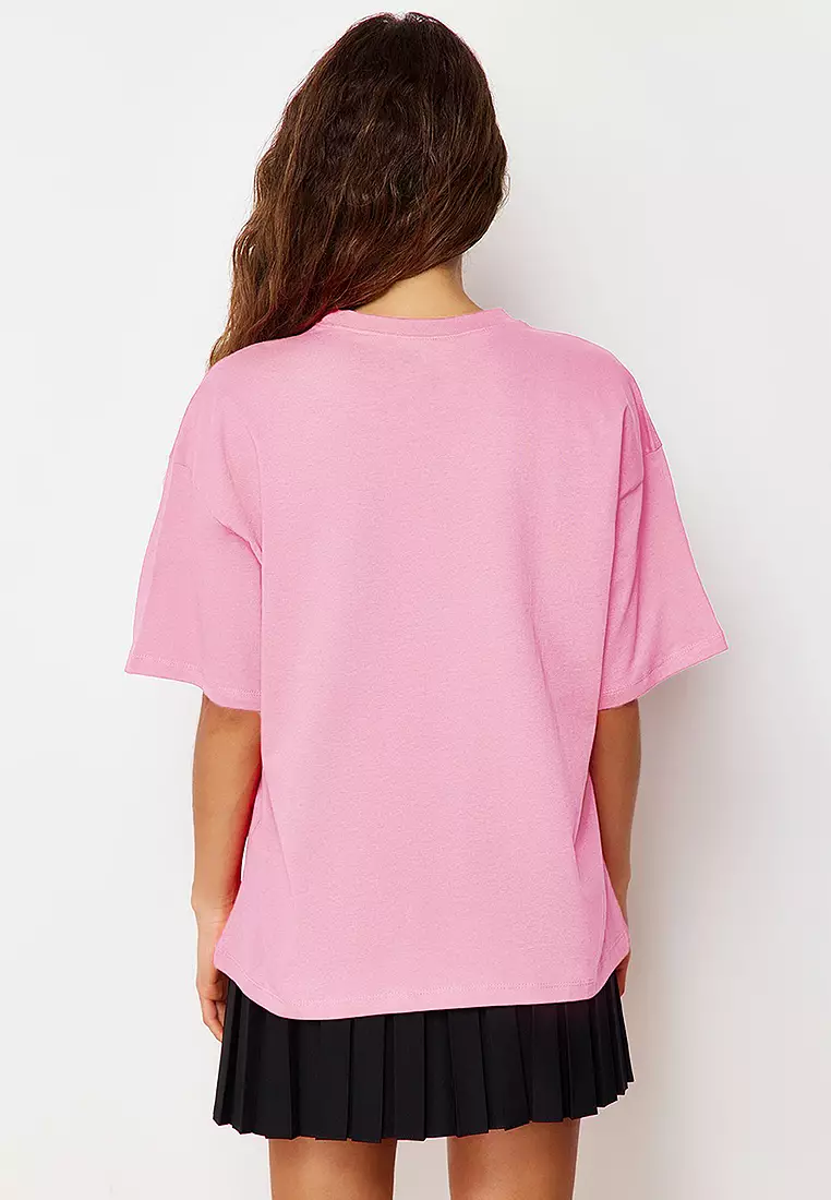 Oversized/Wide Pattern Crew Neck T-Shirt