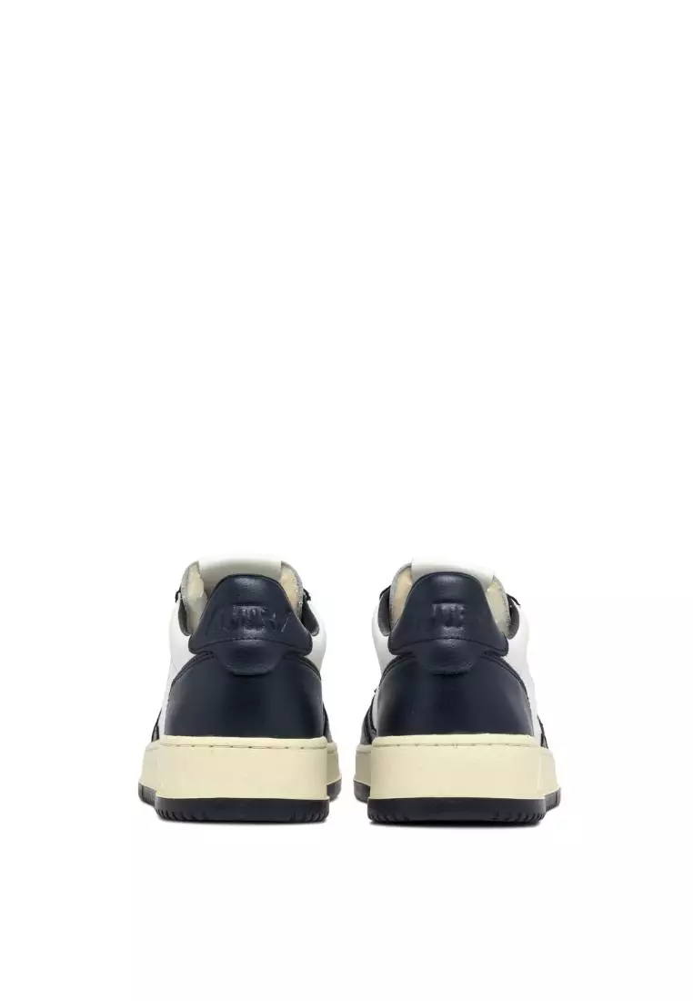 AUTRY - MEDALIST LOW BICOLOR SNEAKERS IN WHITE AND BLUE LEATHER