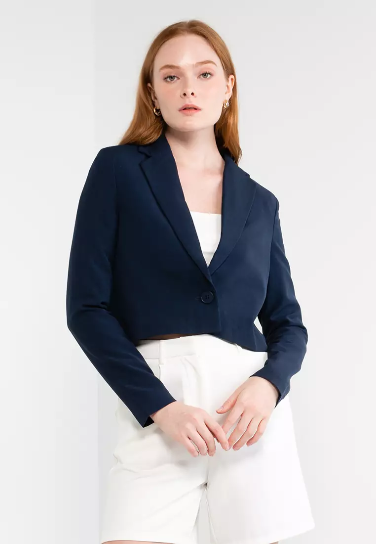 Cropped navy outlet blazer womens