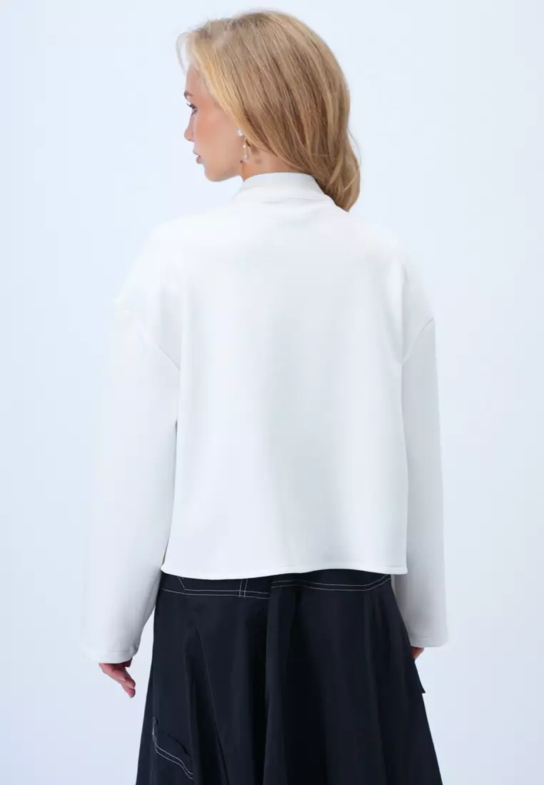 Buttoned Collar Poncho Jacket