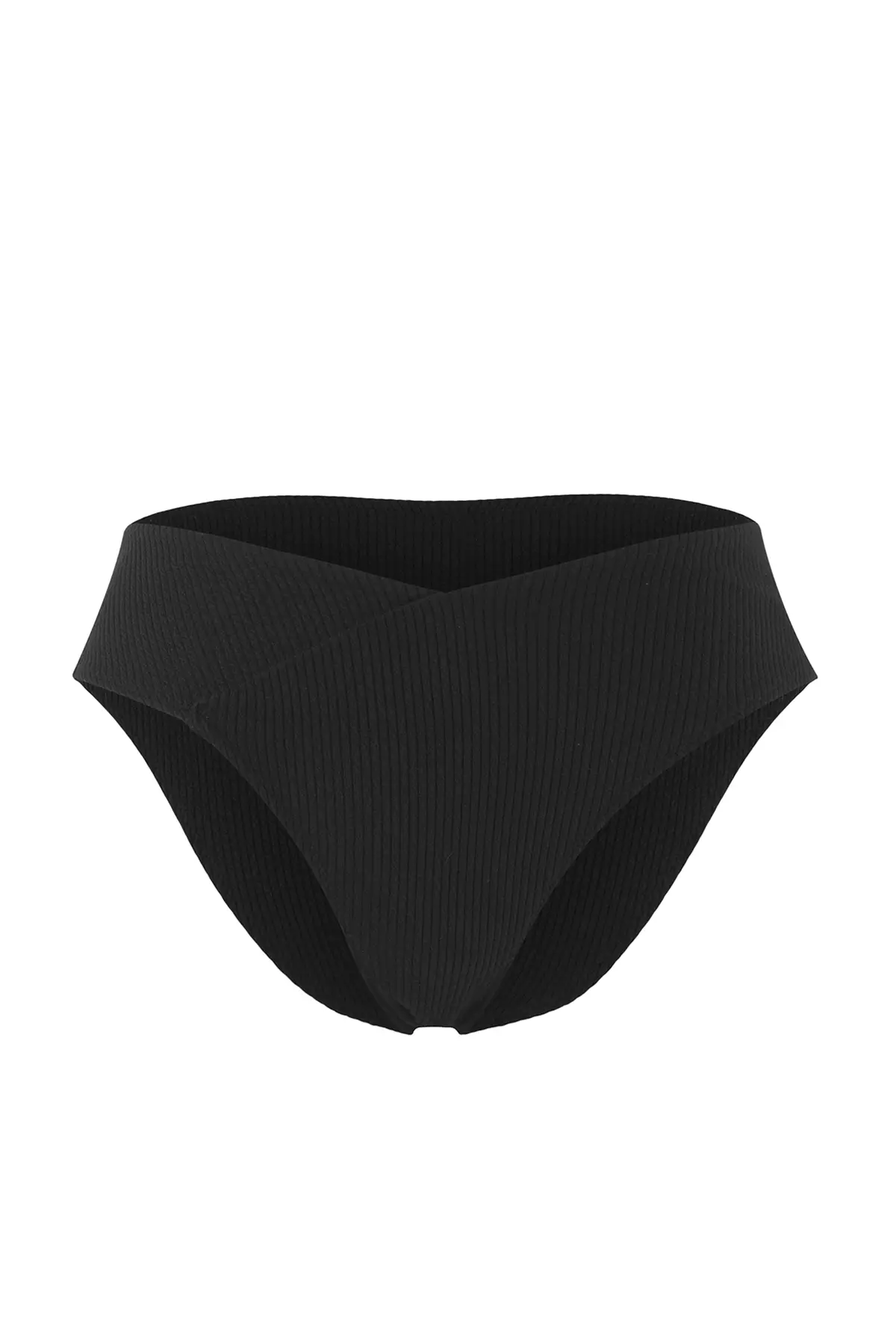 Black V Cut High Waist Regular Bikini Bottom TBESS25BA00036
