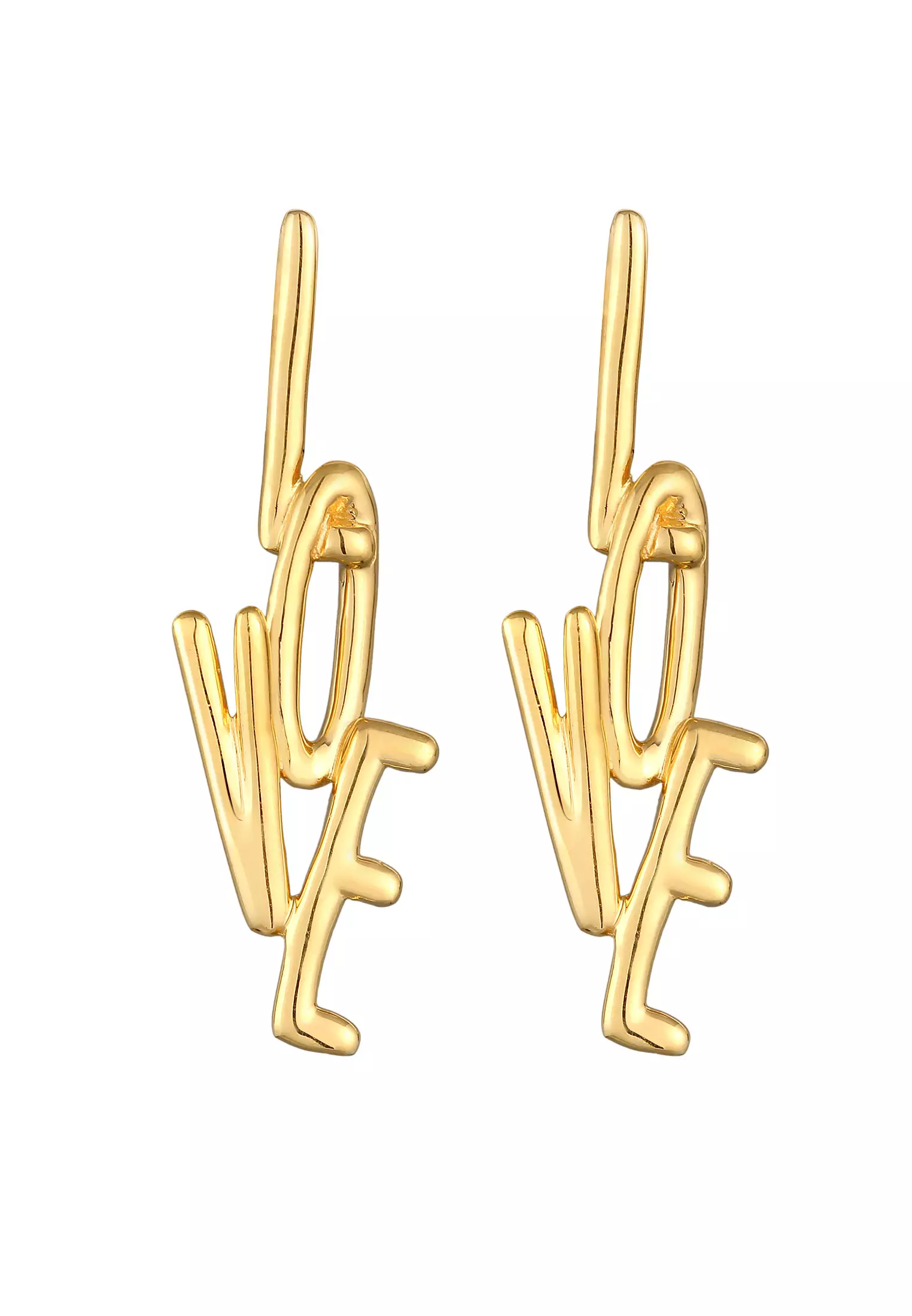 Earrings Stud Love Gold Plated In 925 Sterling Silver