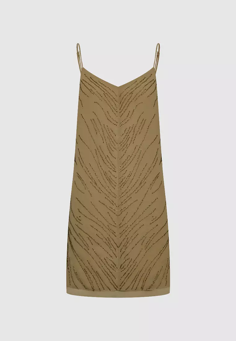 UR秋季新款女装魅力氛围感水钻短款吊带连衣裙UWG740156