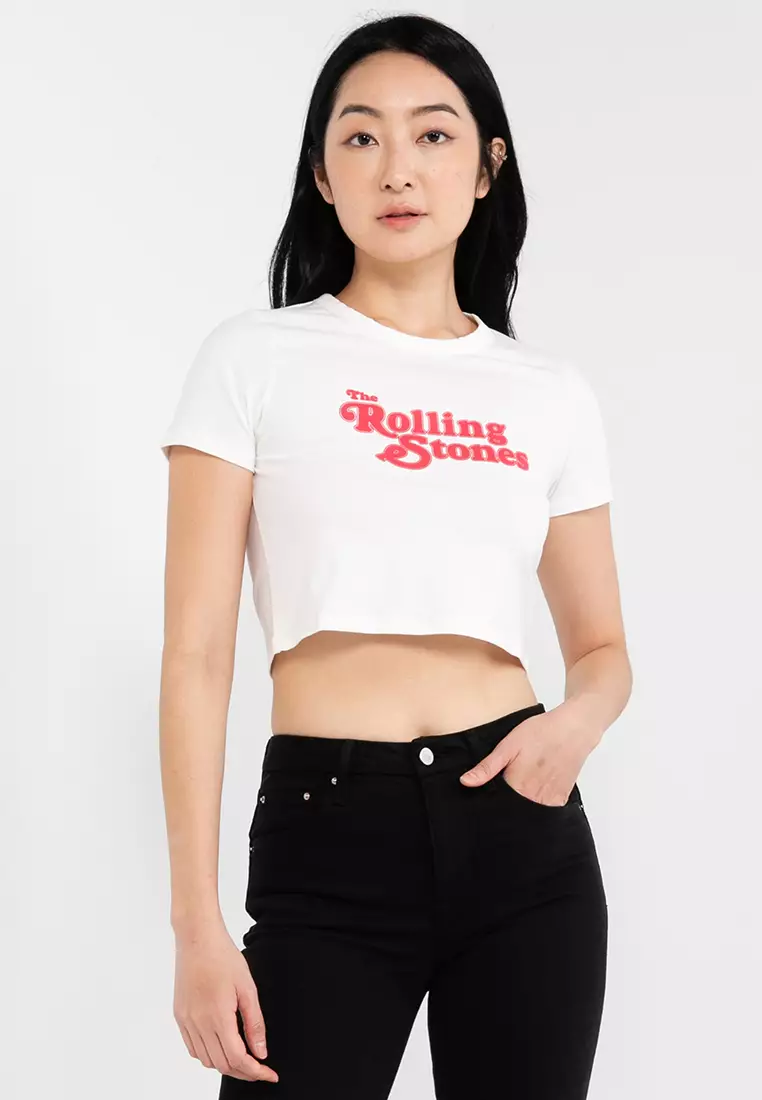 rolling stones cropped t shirt