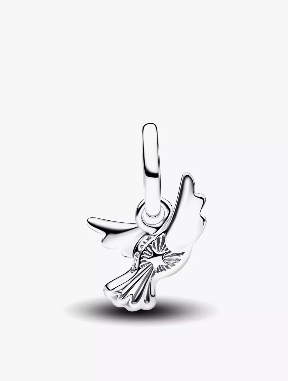 Dove sterling silver mini dangle with white lab-created opal