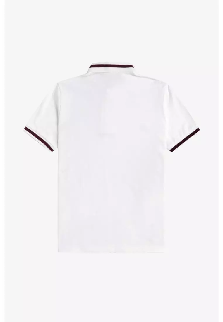 Fred Perry M2 Single Tipped Fred Perry Shirt (White / Maroon)
