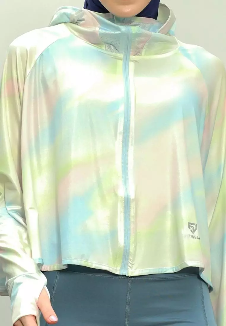 Fitwear - Jaket K-Style Anti UV Olahraga Wanita RIHANNA UPF 50++ CROP - MIXED LIME