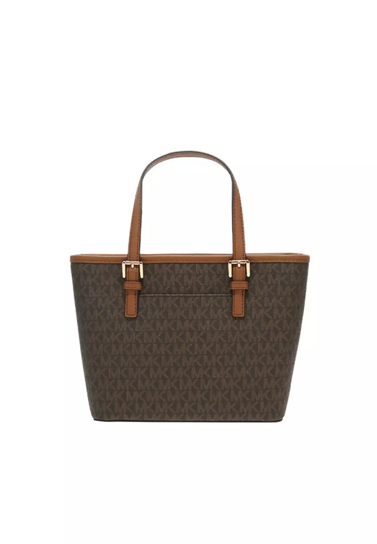 Jet Set Travel Extra-Small Logo Top-Zip Tote Bag In Brown 35T9GTVT0B