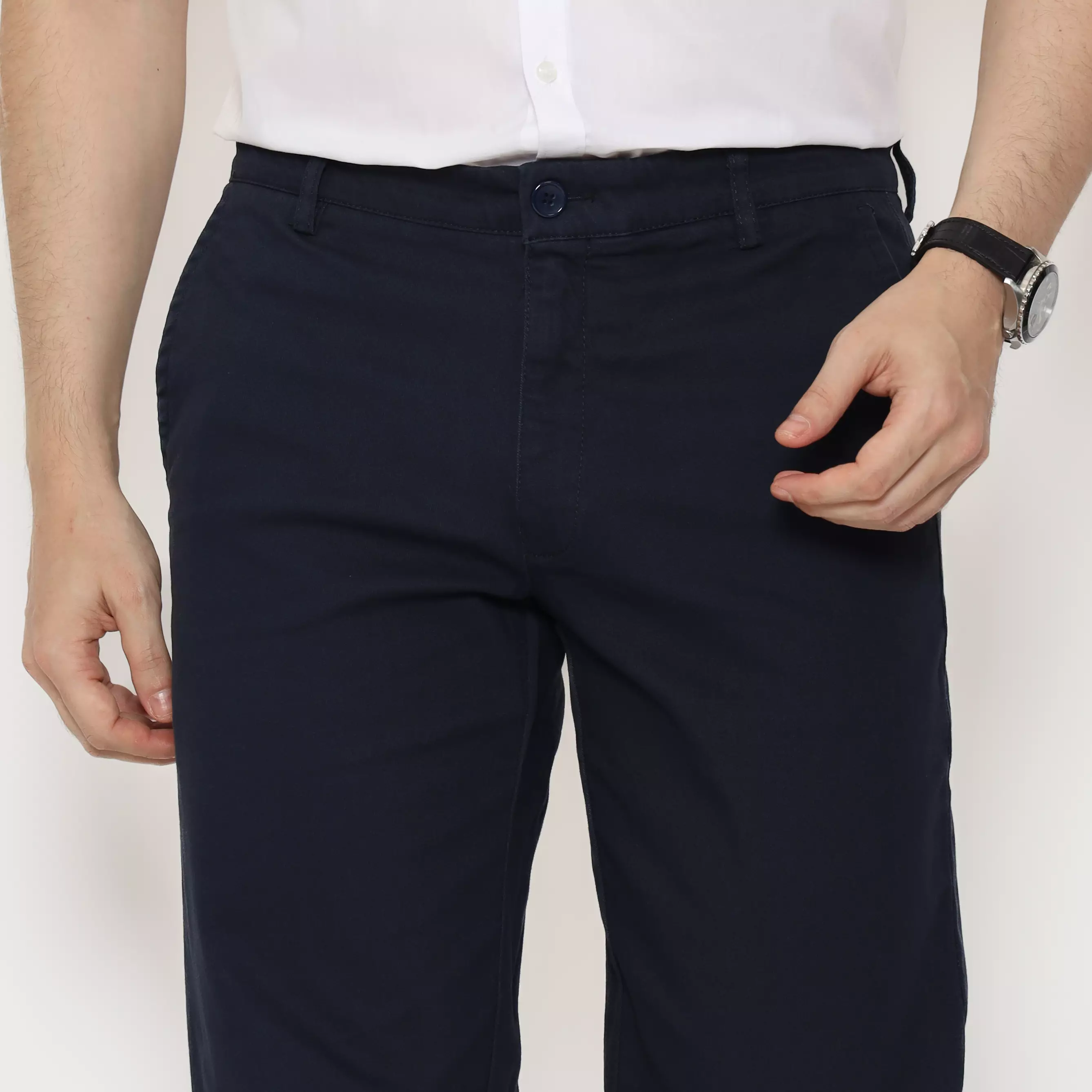 LAWELL EIPHORRA-ST-R Celana Chinos Pria Regular Fit Cotton Stretch Warna Navy