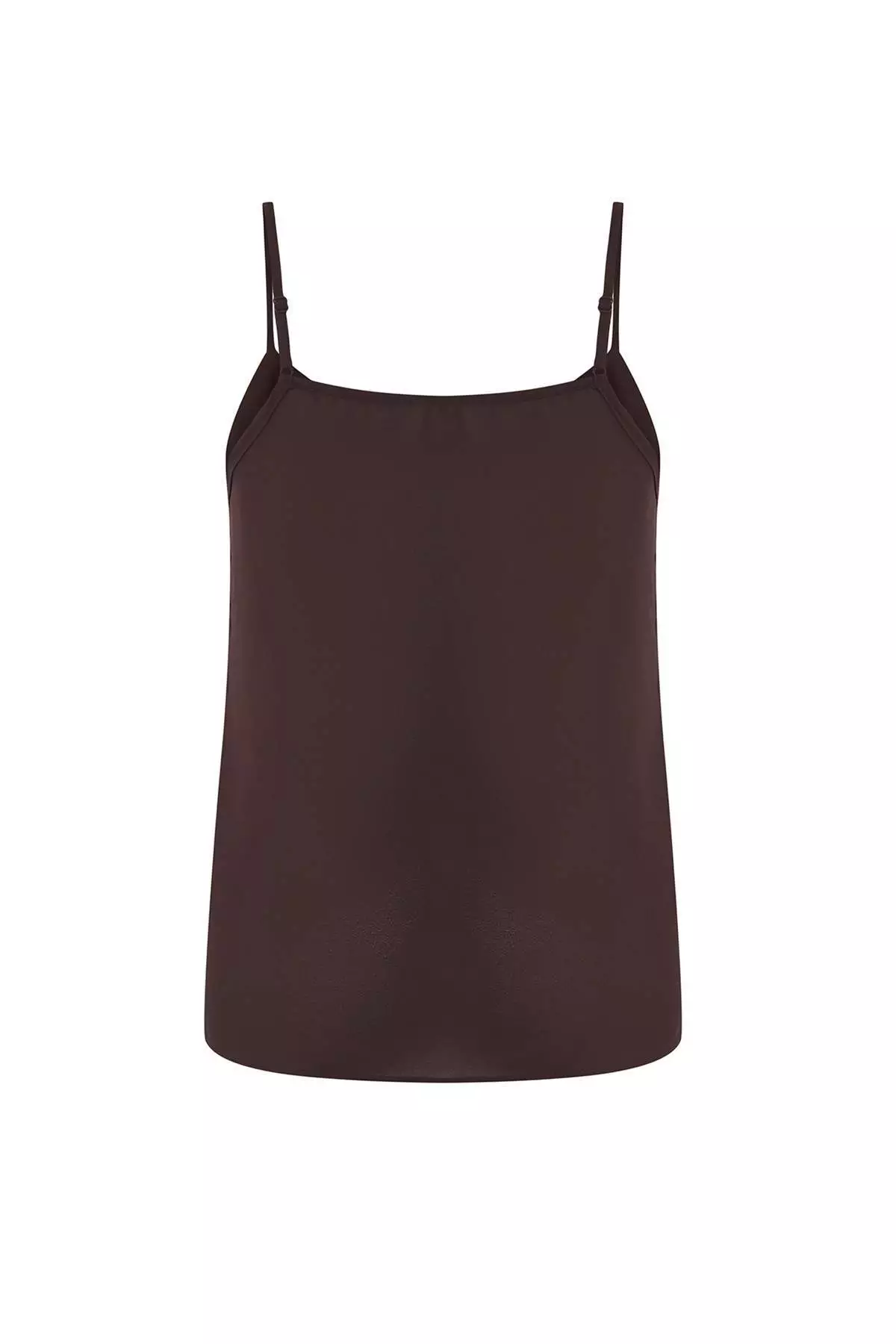 Dark Brown Basic Strappy Woven Blouse Twoss19Bb0224