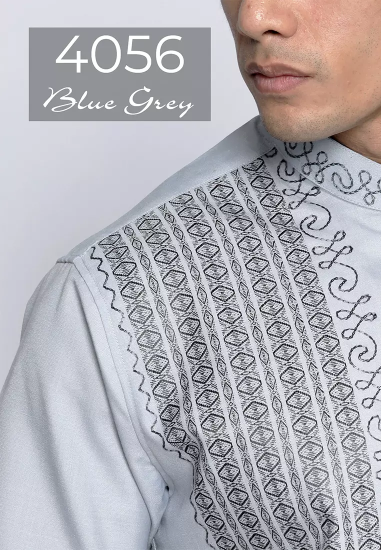 Casella Baju Koko Pria Lengan Pendek Arabesque Combination Design Series 4056 Bluegrey