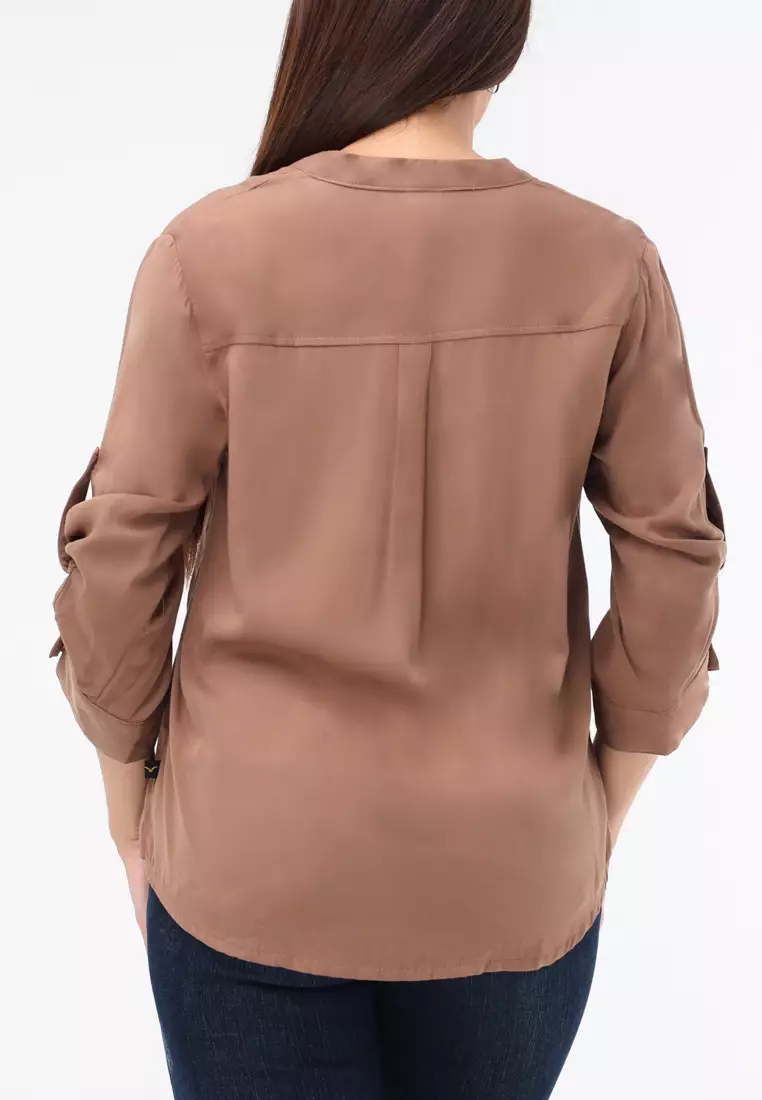 Plain Single Bold Twill 3/4 Blouse