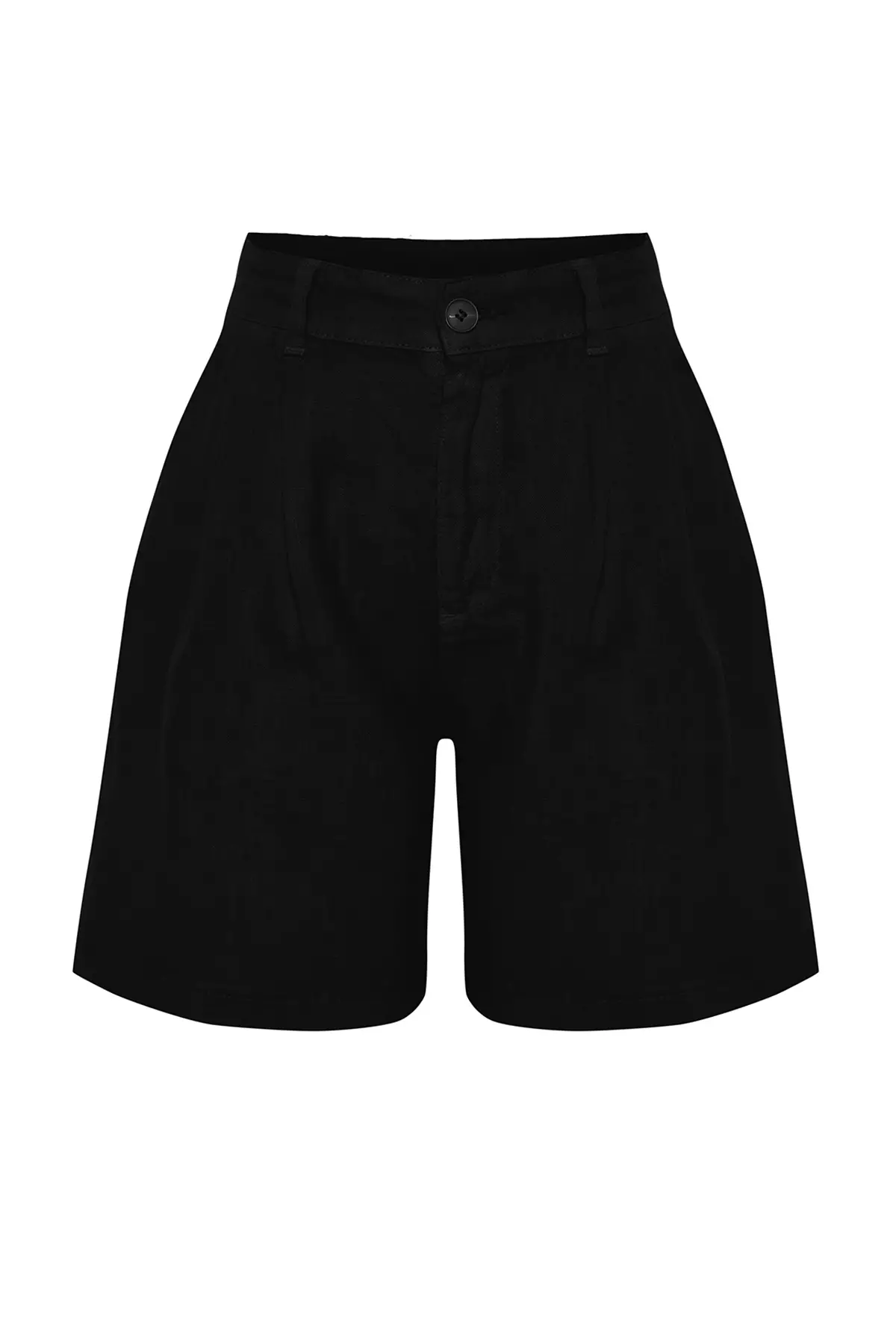 High Waist Linen Pleated Shorts