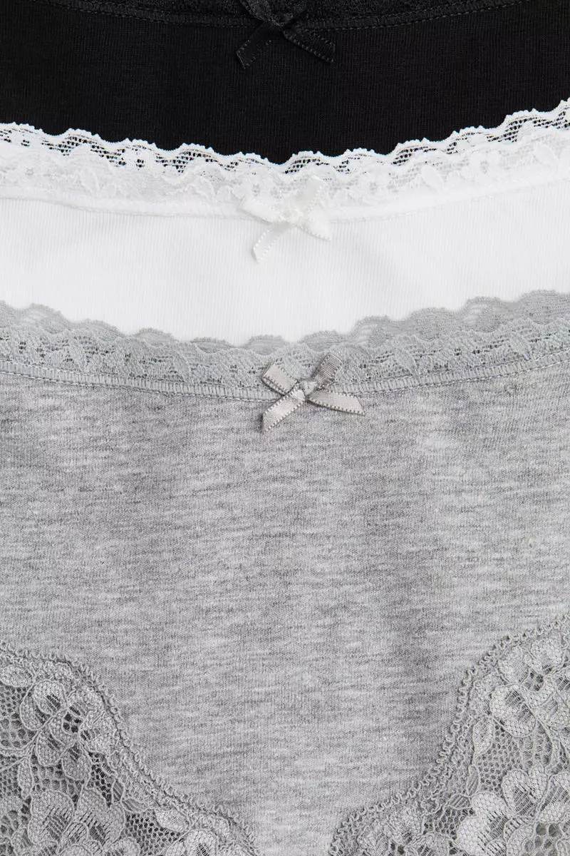 3-pack cotton and lace hipster briefs