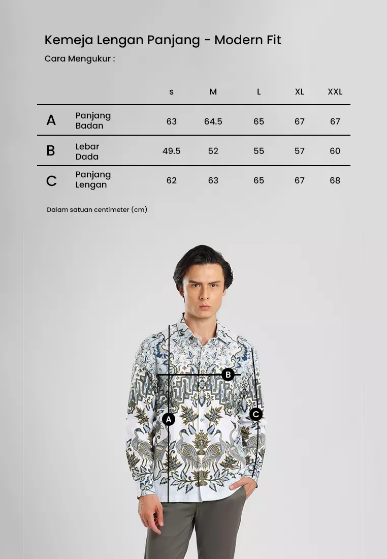 MANZONE - Kemeja Batik Lengan Panjang Pria Wisanggeni Modern Fit - Beige Warna Beige