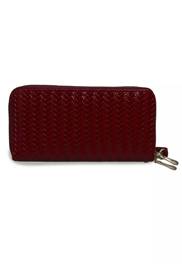 Dyara Dompet Panjang Wanita Desain Elegan Long Wallet with Short Strap Material Leather ORIGINAL - Red