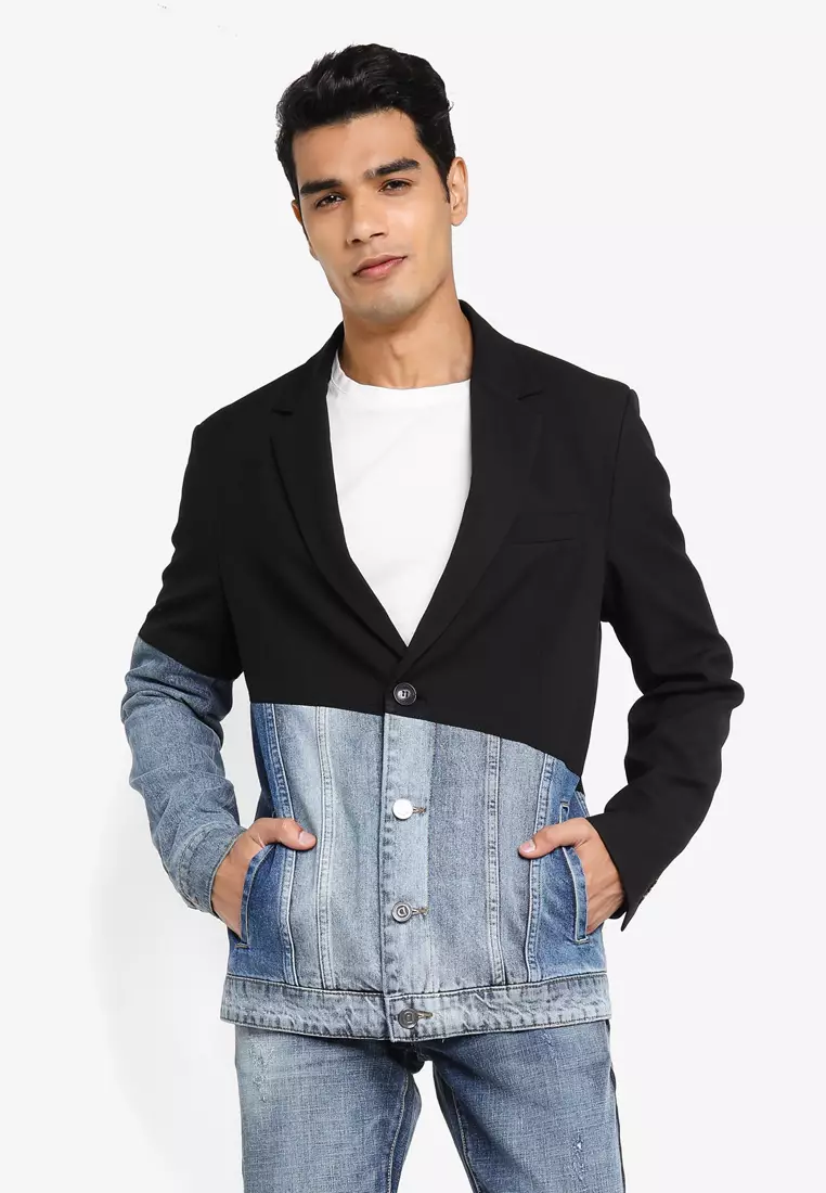 Denim Blazer Desigual Buy Desigual Bi-material Denim Blazer 2025