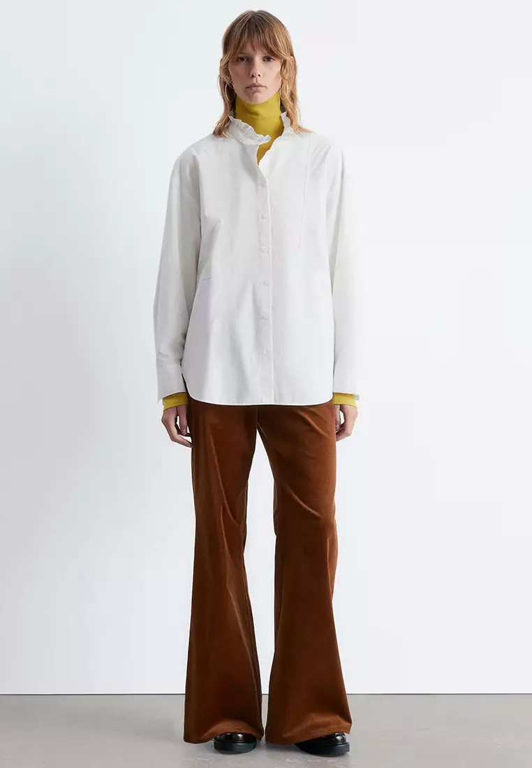 Long Stand-Collar Cotton Shirt
