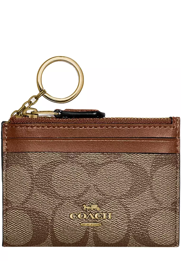 Buy Coach Coach Mini Skinny Id Case In Signature Canvas in Khaki ...