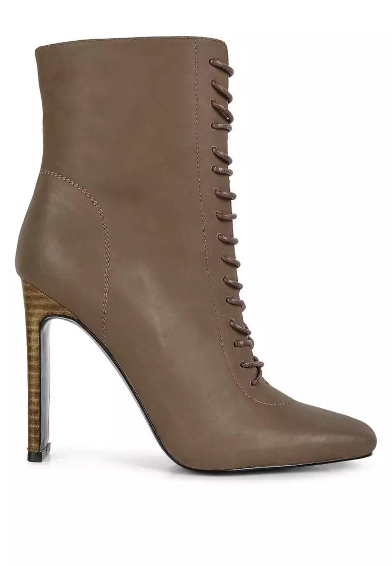 Discount on Rag & Co.  shoes - SKU: Olive Brown Lace Up Leather Ankle Boots