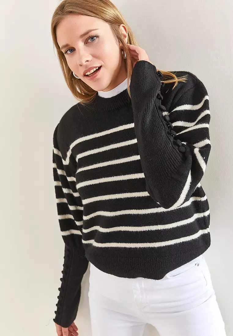 Striped Knitwear Sweater with Cufflinks