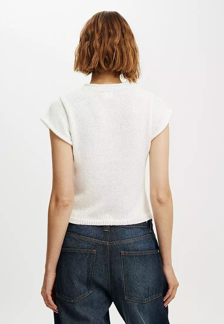 Textured Short Sleeve Knit Top
