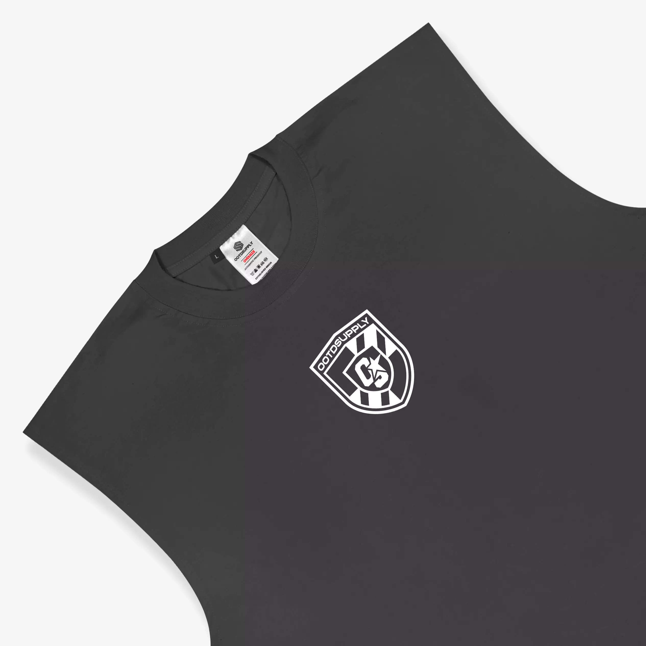 OOTDSUPPLY Oversize Sleeveless Shield Dark Grey & Dark Brown l Kaos Oversize Singlet013