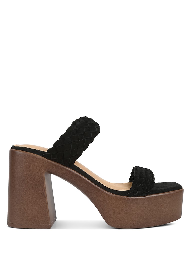 Black Braided Detail Chunky Sandals