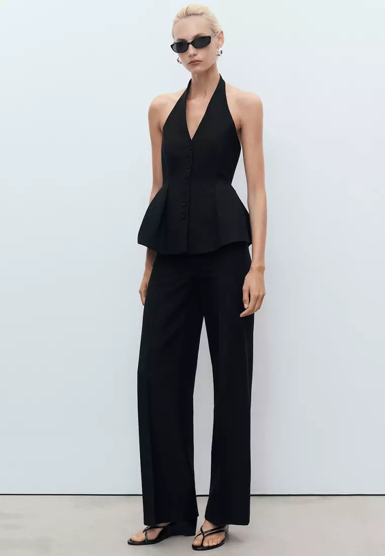Straight Mid-Rise Suit Trousers