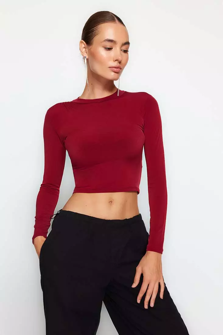 Red fitted crop new arrivals top