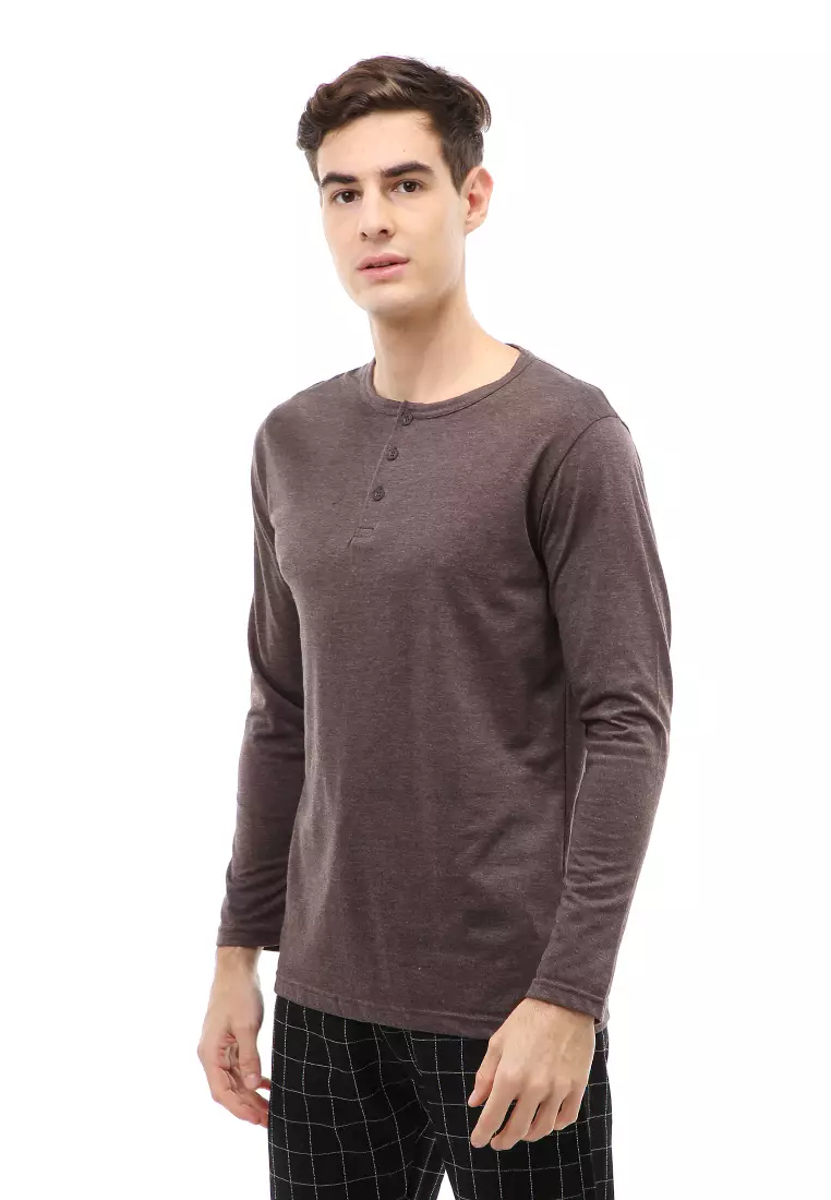 Jack T-Shirt Atasan Kasual Pria Model Kancing Plain Design Lengan Panjang Material Cotton ORIGINAL