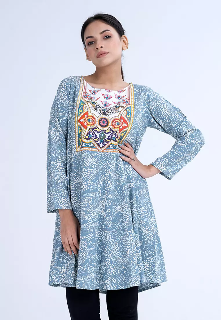 Le Reve 传统花卉印花喇叭形束腰外衣