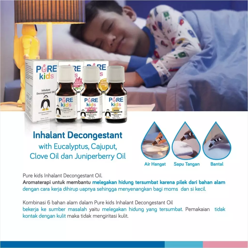 Pure Kids Inhalant Decongestant Oil Obat Hidung Tersumbat Anak Baby Bayi 10 ml