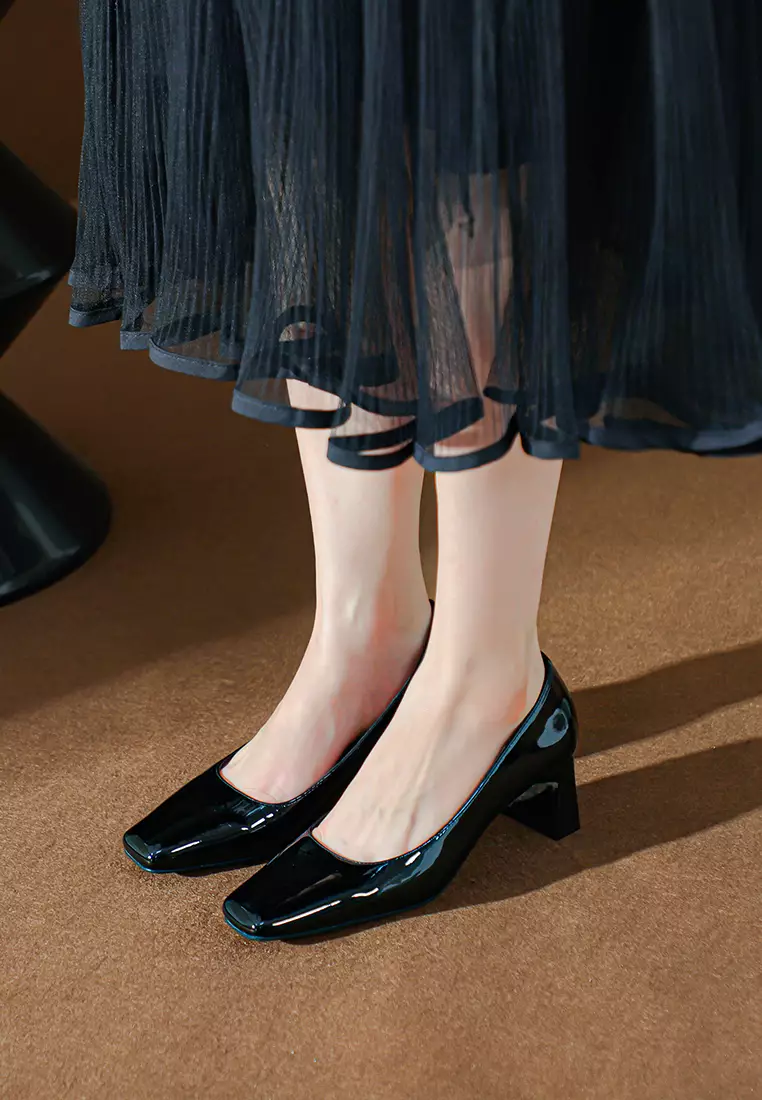 5CM Square Toe Patent Leather Pumps BY2355-3