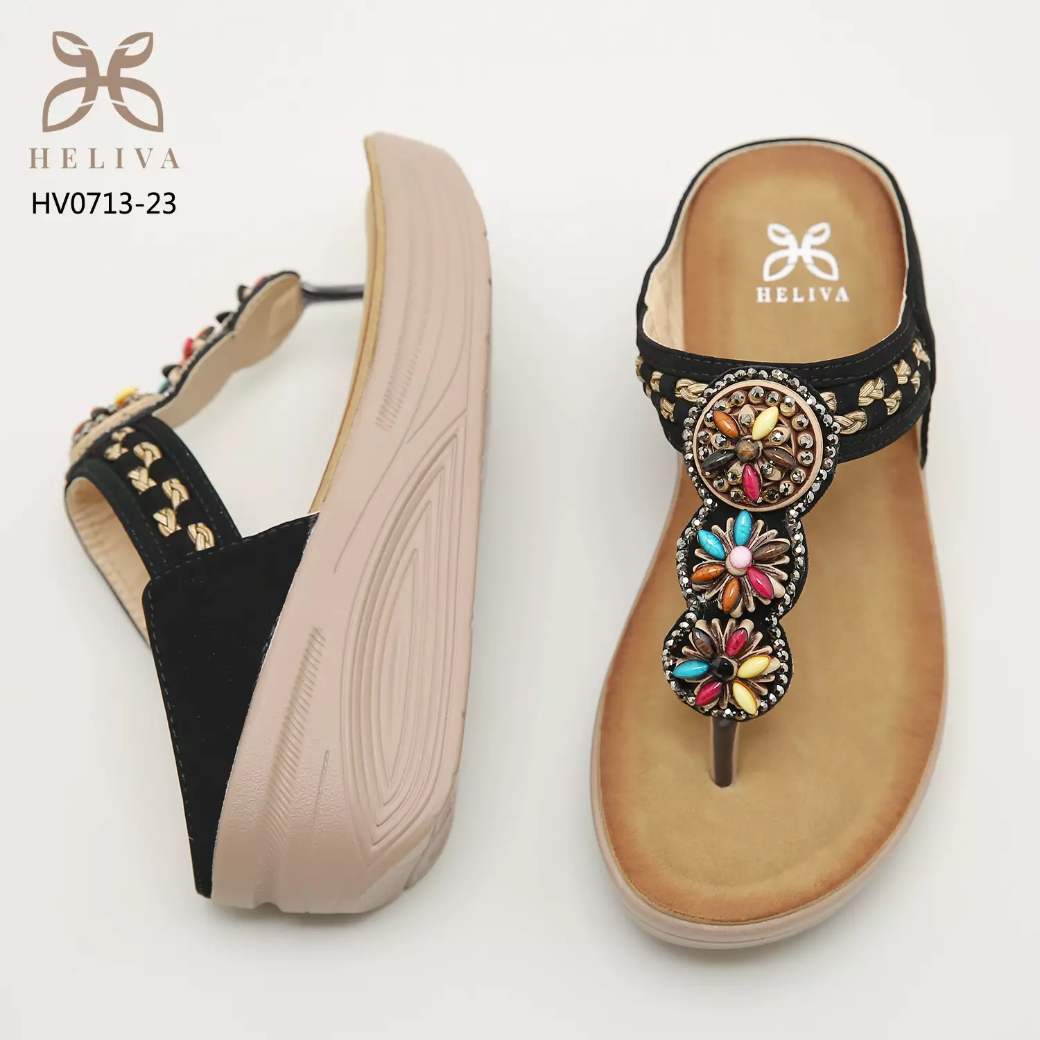 Heliva Adela Sandal Wedges Suede Accessories Jewerly