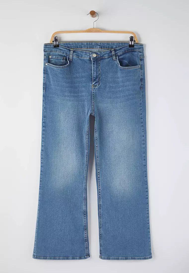Blue High Waist Flare Fit Denim Plus Size Jeans
