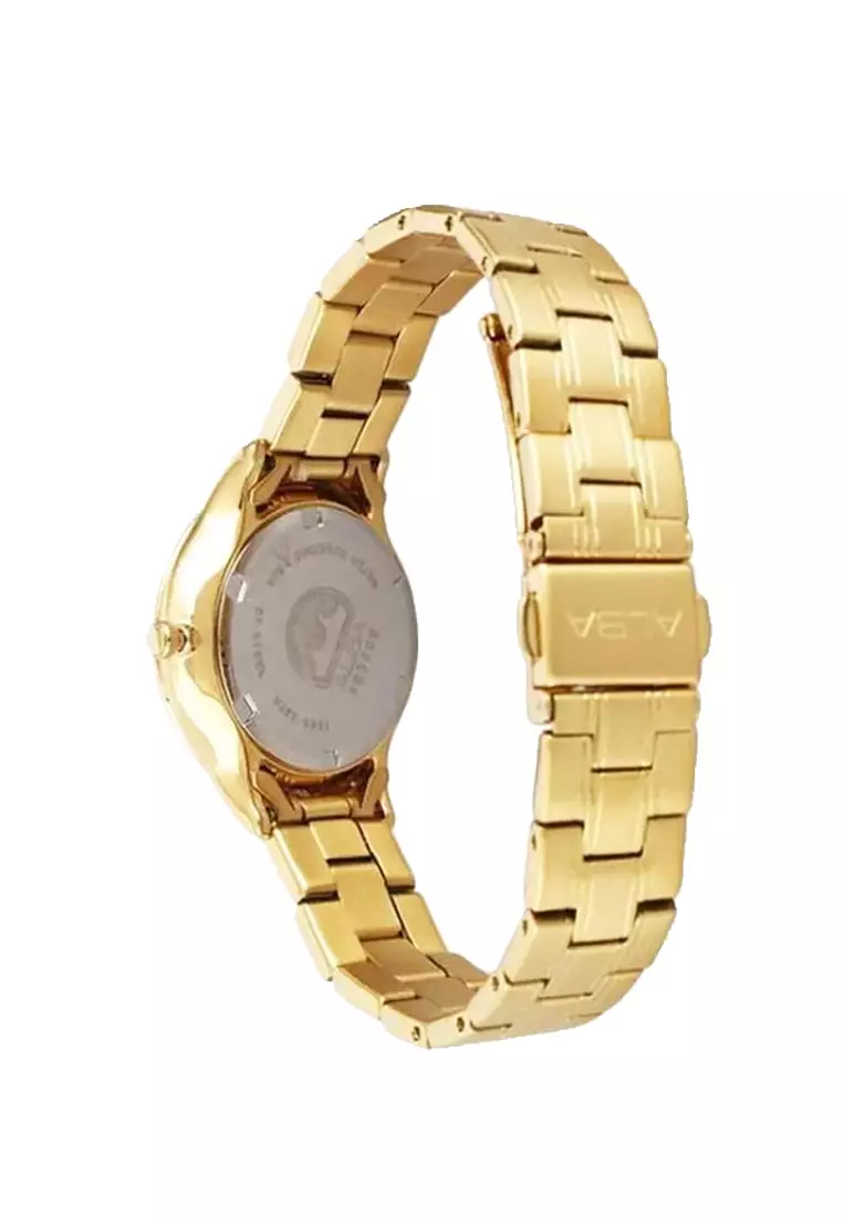 Jam Tangan Wanita Alba Original Garansi Resmi AH7P68 AH7P68X1 Strap Stainless Steel Gold Angka Romawi