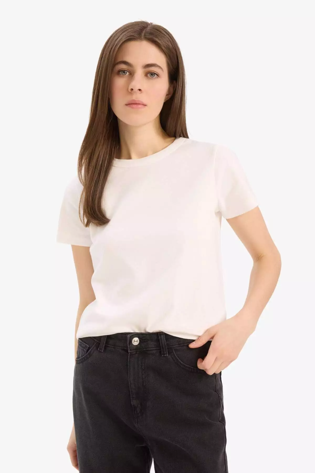 Regular Fit Crew Neck Basic Solid Short Sleeve T-Shirt E5451Ax25Sp