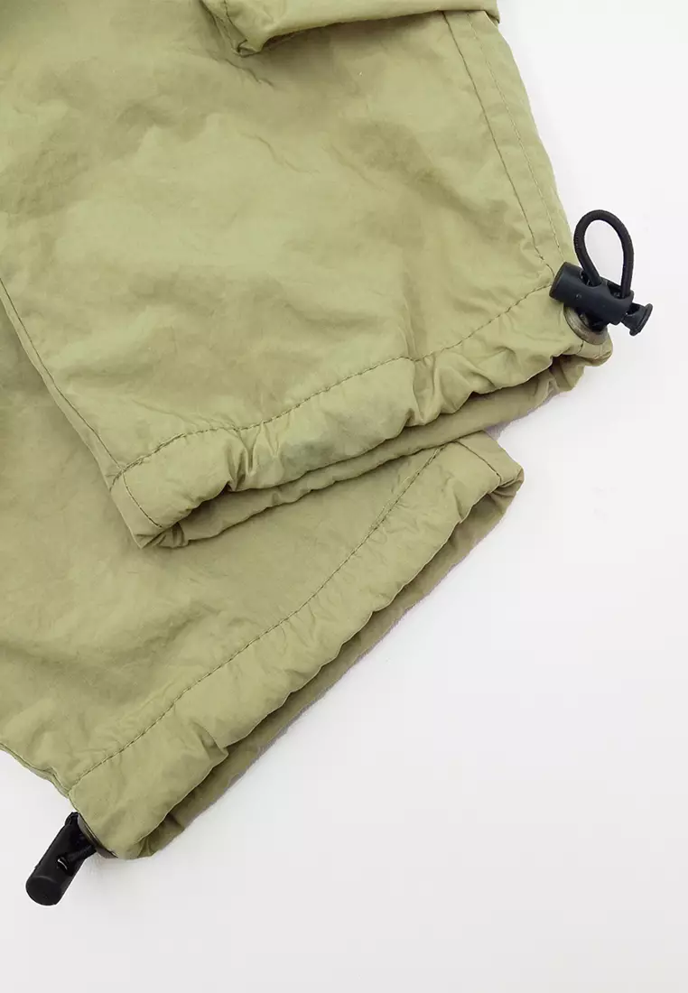 Wakakids Celana Panjang Anak Unisex Cargo Pants Serut Jogger Parasut 055 Vench Hijau Army