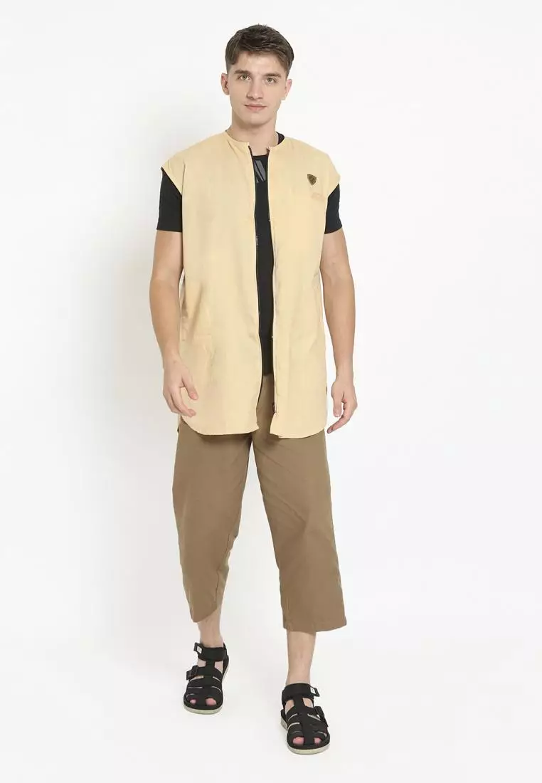 Zayidan Rompi Sholat Zipper Muslim Pria - Kuning Gading