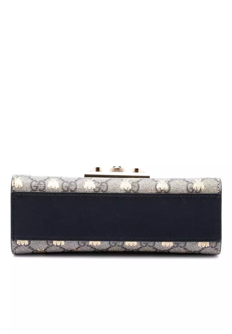 Pre-Loved Gucci Small Gg Supreme Bee Padlock Crossbody