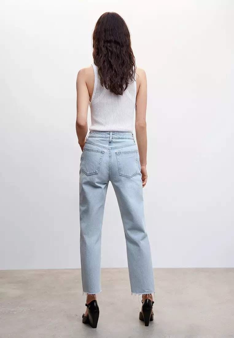 Mango Frayed Hem Straight Jeans 2024 Buy Mango Online ZALORA