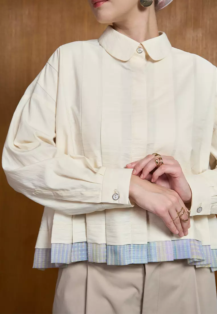 Kami Alina Pleated Top Creme