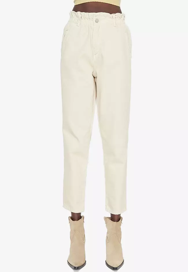 White jeans sale mom fit